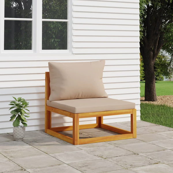  Acacia Wood Garden Center Sofa with Taupe Cushions