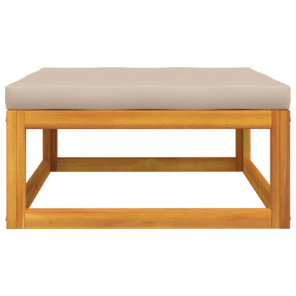 Acacia Wood Garden Footrest with Taupe Cushion