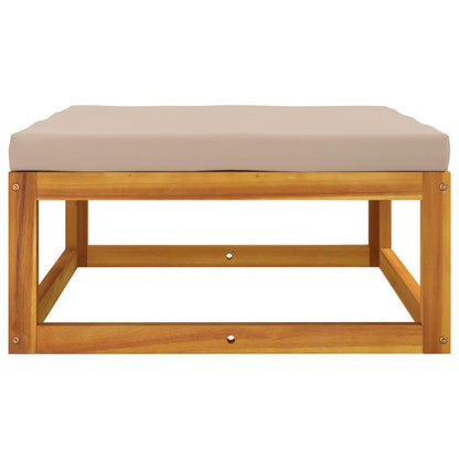 Acacia Wood Garden Footrest with Taupe Cushion