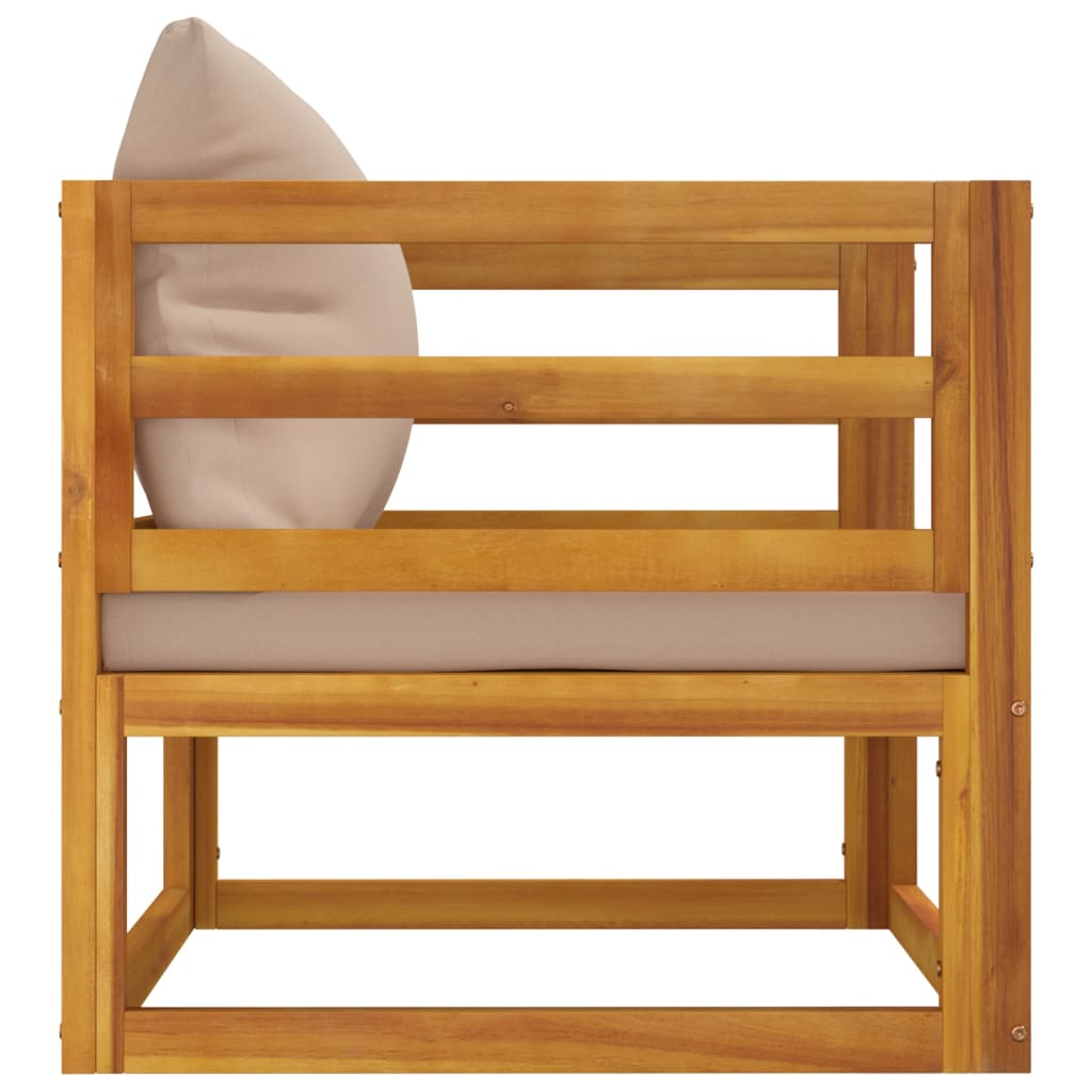 Acacia Wood Garden Chair with Taupe Cushions