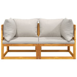 Acacia Wood Dual Sectional Corner Sofas with Light Grey Cushions