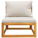 Acacia Wood Garden Middle Sofa with Light Grey Cushions