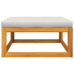 Acacia Wood Garden Footrest with Light Grey Cushion