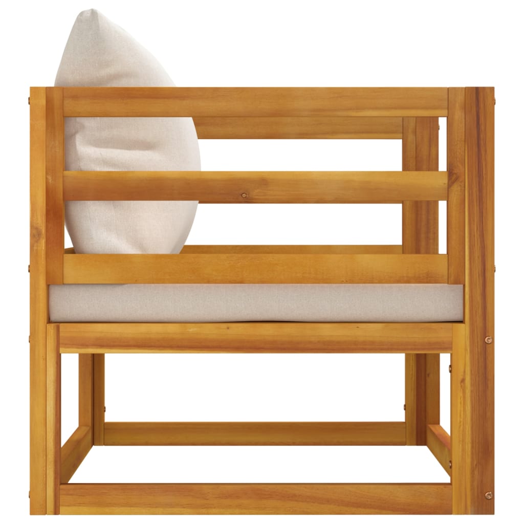 Acacia Wood Garden Chair with Light Grey Cushions