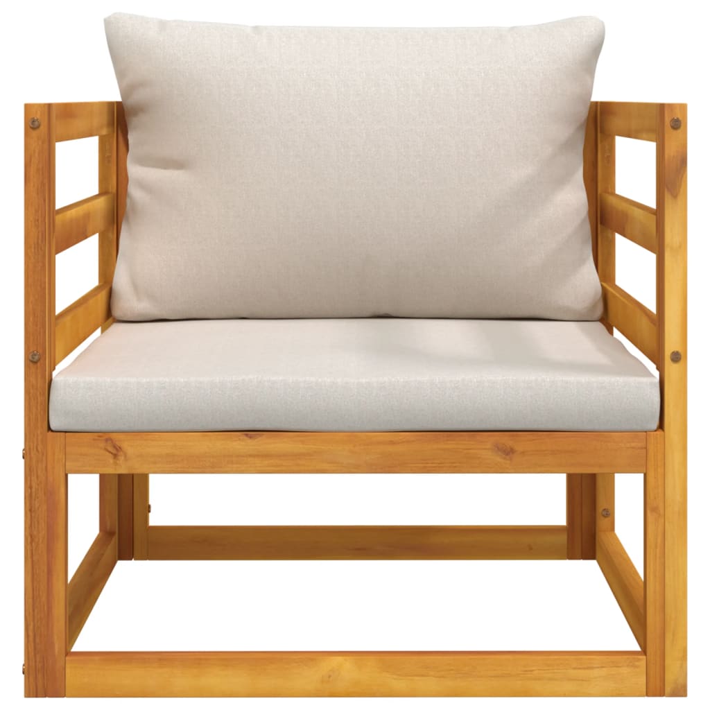 Acacia Wood Garden Chair with Light Grey Cushions