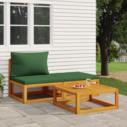 Acacia Wood 3-Piece Garden Lounge Set with Cushions