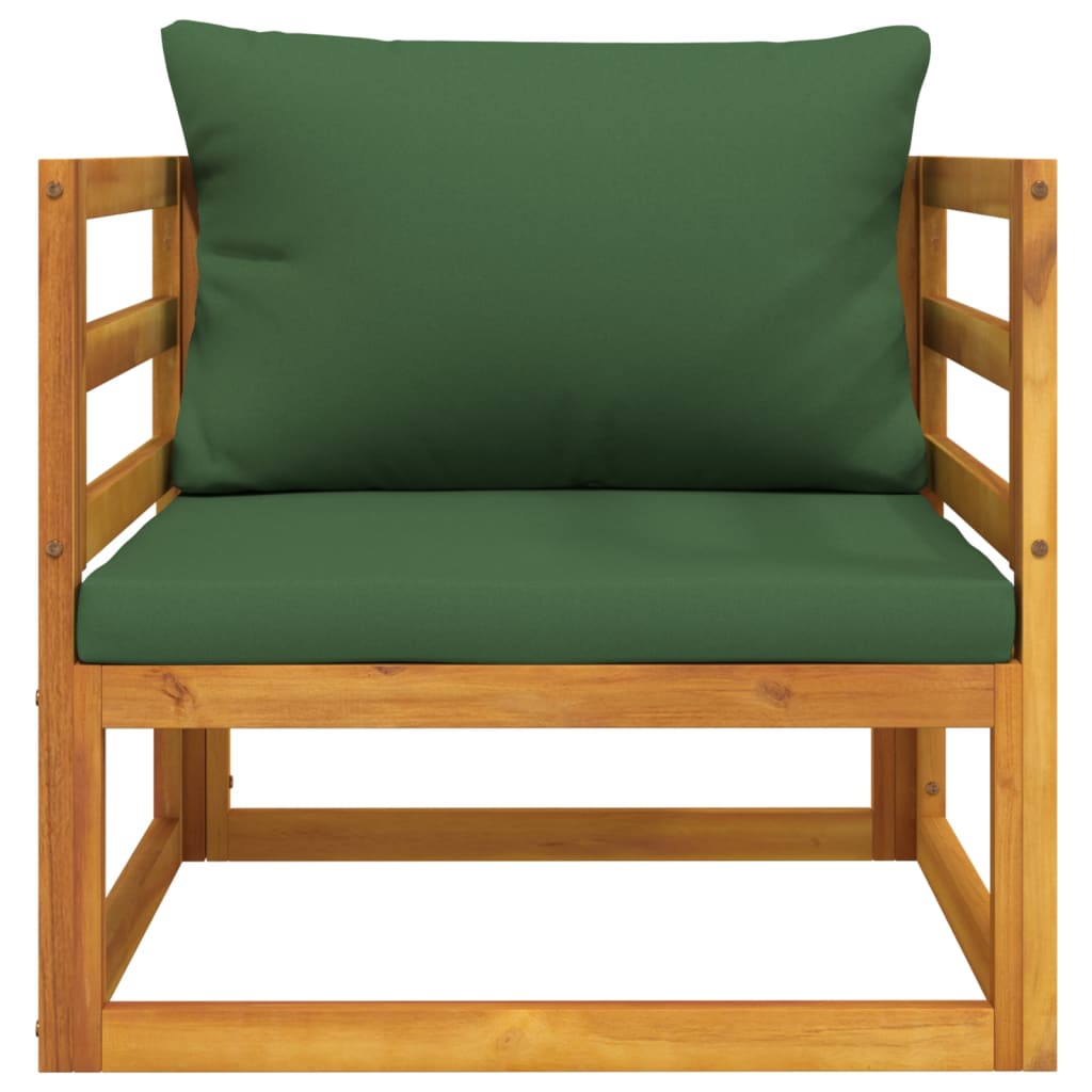 Acacia Wood Garden Chair with Lush Green Cushions