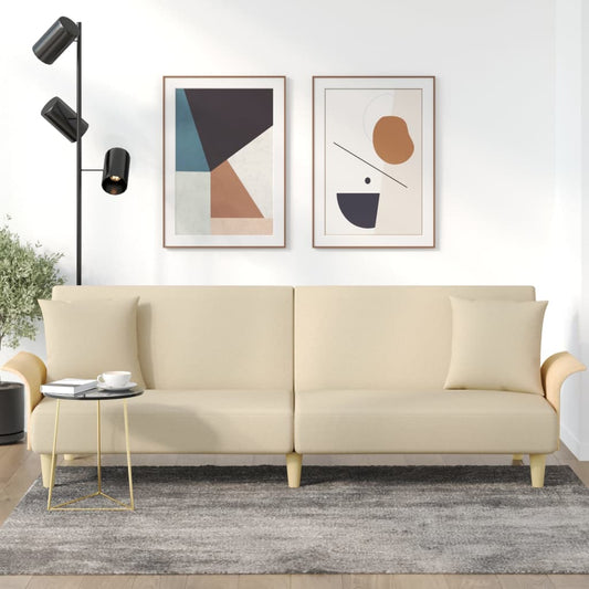 Creamy Dreamland Haven: Sofa Bed with Comfortable Armrests in Delicate Fabric