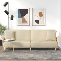 Creamy Dreamland Haven: Sofa Bed with Comfortable Armrests in Delicate Fabric