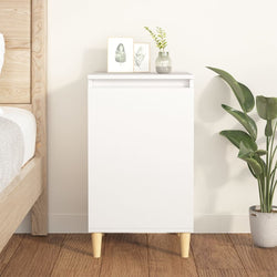 Ivory Dreams: Sleek White Engineered Wood Bedside Cabinet