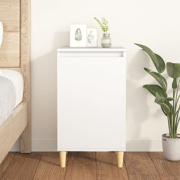  Ivory Dreams: Sleek White Engineered Wood Bedside Cabinet