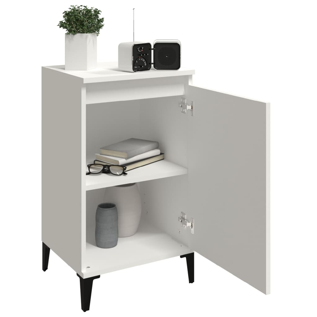 Pair of Tranquil Nights: White Engineered Wood Bedside Cabinets (Set of 2)