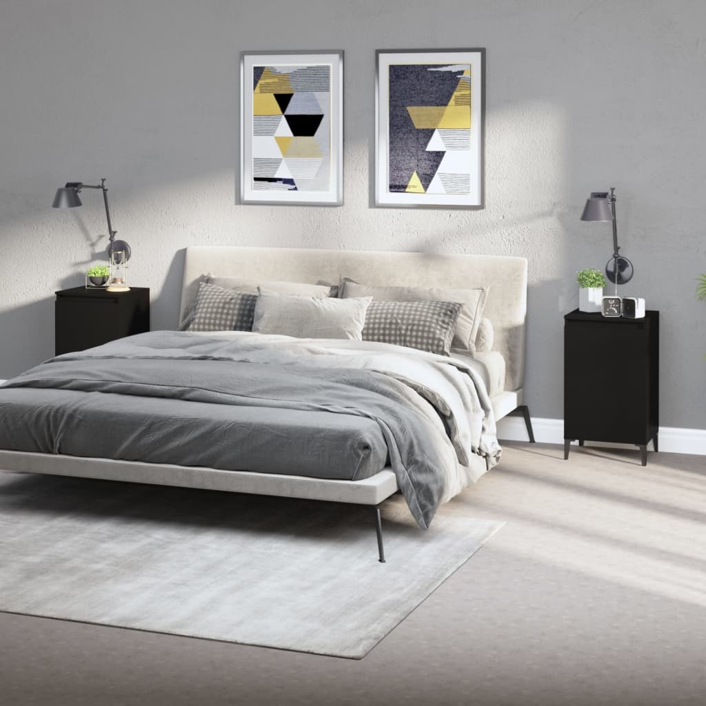 Pair of Tranquil Nights: White Engineered Wood Bedside Cabinets (Set of 2)