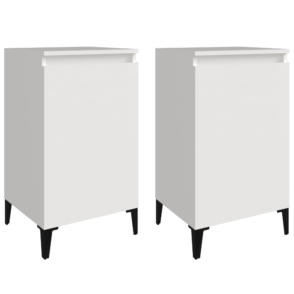 Pair of Tranquil Nights: White Engineered Wood Bedside Cabinets (Set of 2)