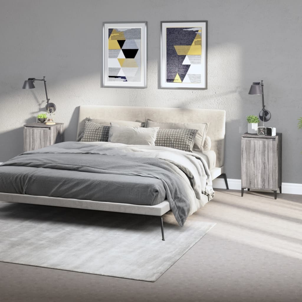Pair of Tranquil Nights: White Engineered Wood Bedside Cabinets (Set of 2)