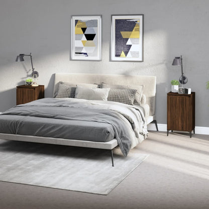 Pair of Tranquil Nights: White Engineered Wood Bedside Cabinets (Set of 2)