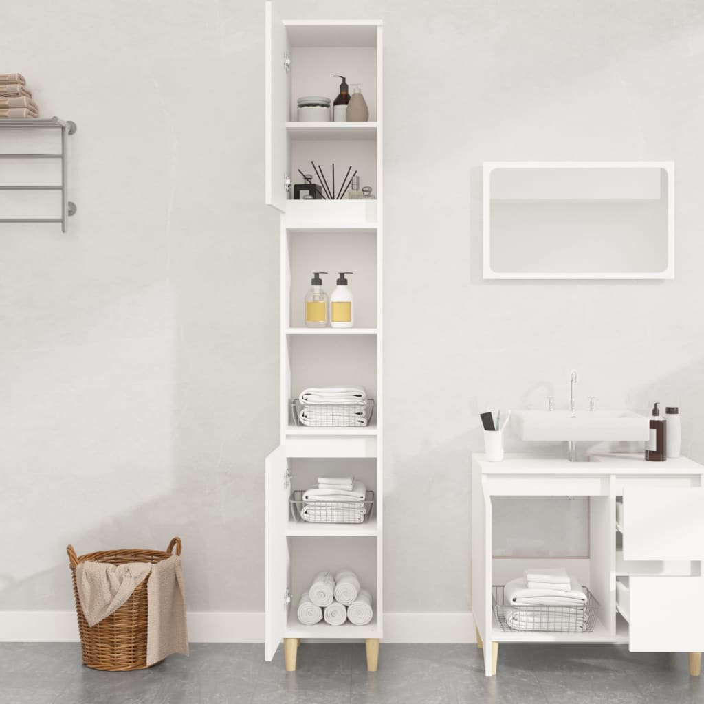 Pure White Engineered Wood Vanity Organizer for Bathrooms
