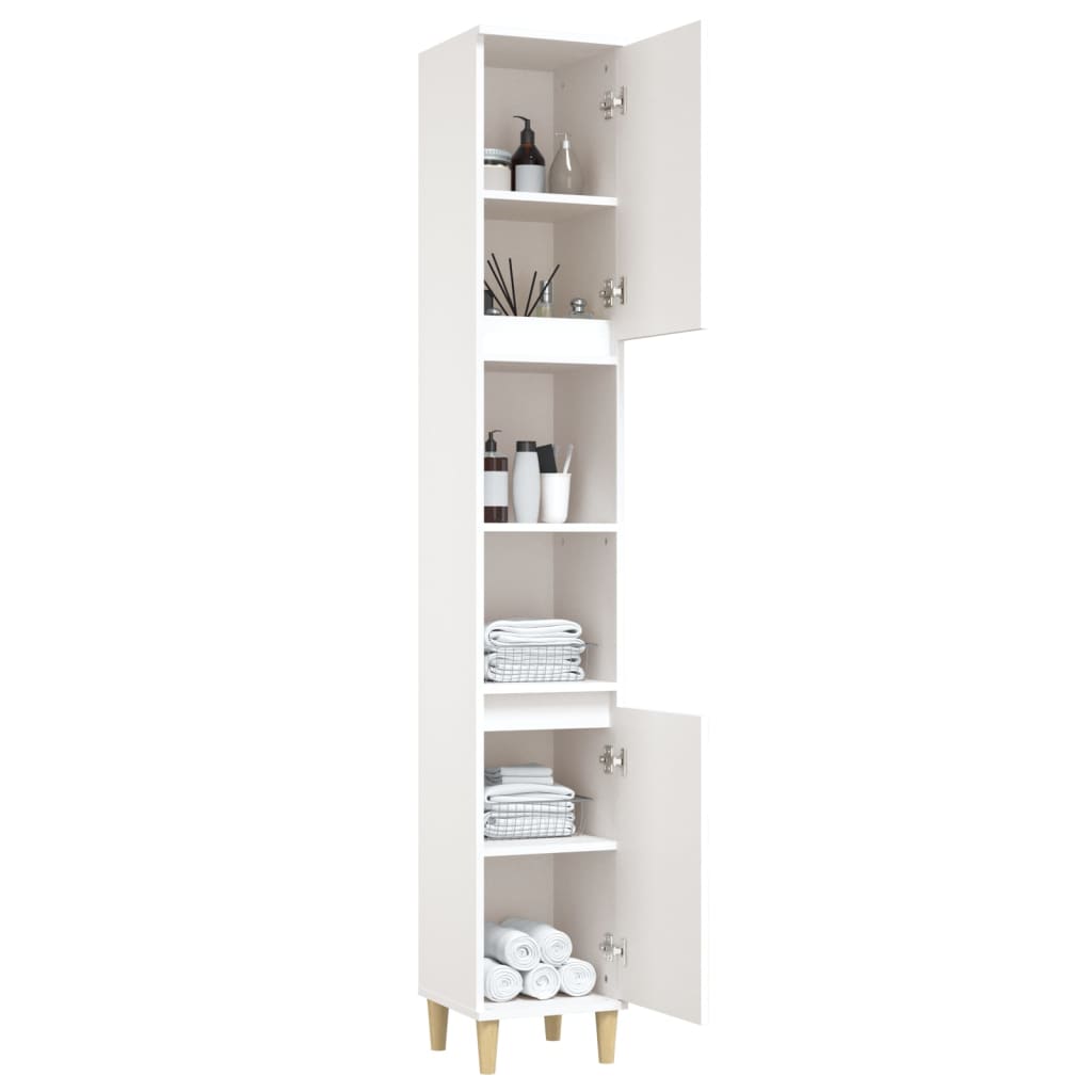 Pure White Engineered Wood Vanity Organizer for Bathrooms