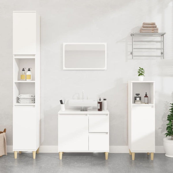  Pure White Engineered Wood Vanity Organizer for Bathrooms