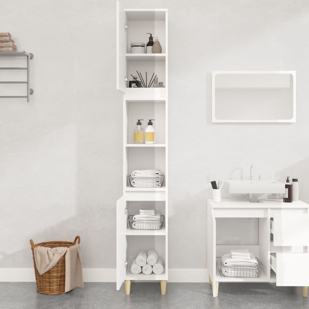 Pure White Engineered Wood Vanity Organizer for Bathrooms