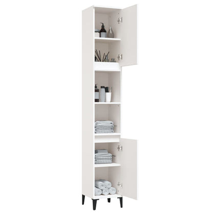 Bathroom Storage Sleek White Engineered Wood Cabinet