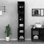 Ebony Elegance: Engineered Wood Bathroom Cabinet