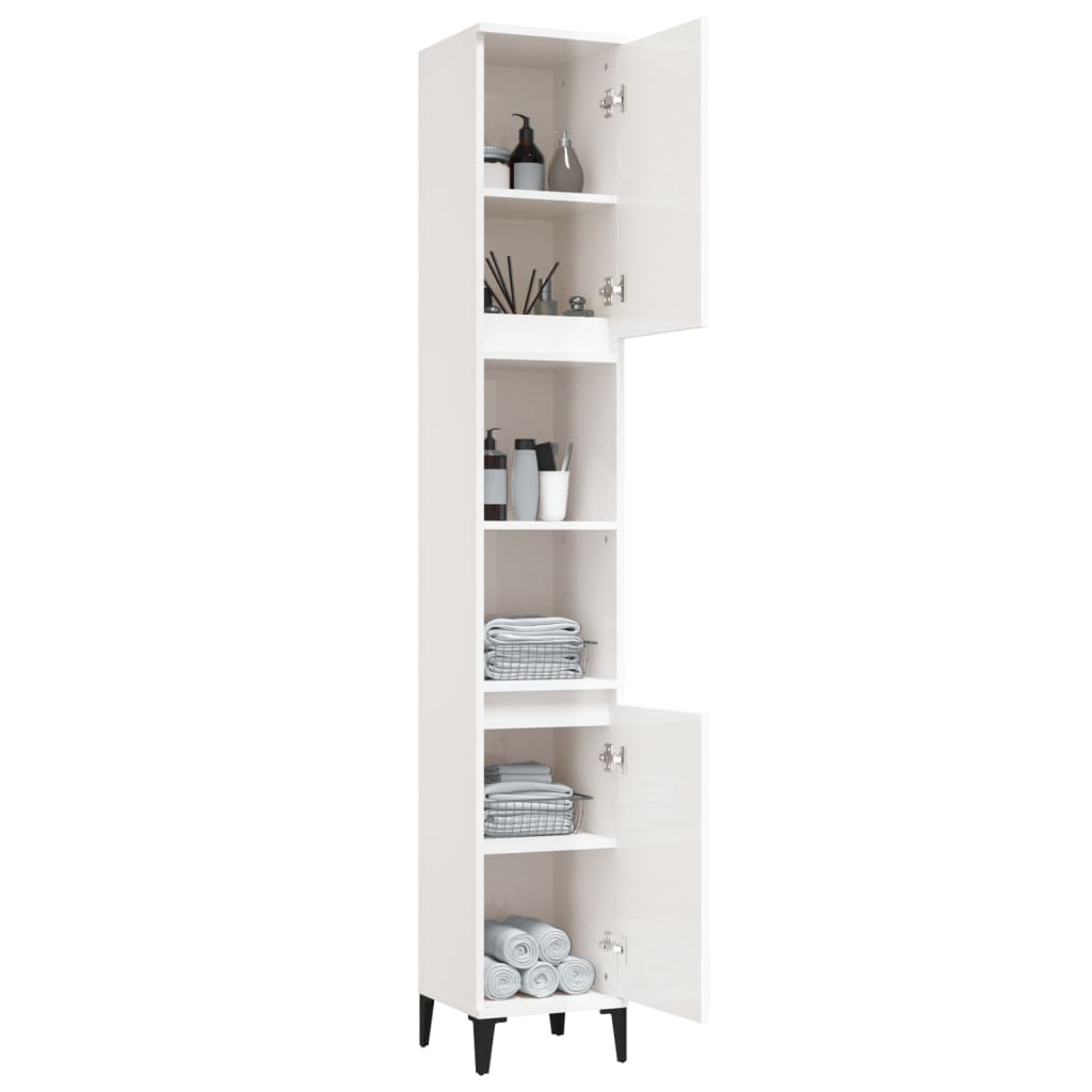 Ebony Elegance: Engineered Wood Bathroom Cabinet
