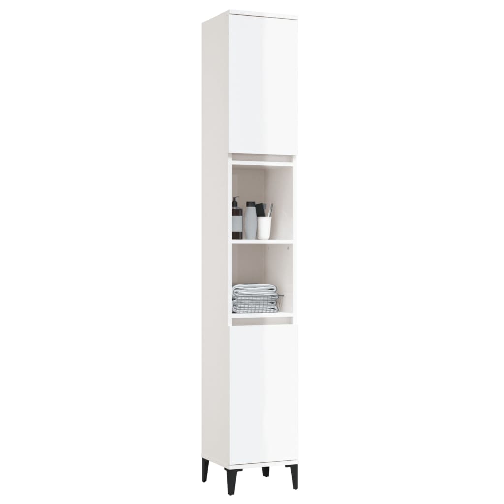 Ebony Elegance: Engineered Wood Bathroom Cabinet