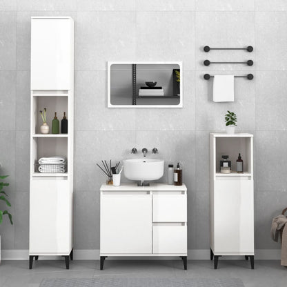 Ebony Elegance: Engineered Wood Bathroom Cabinet