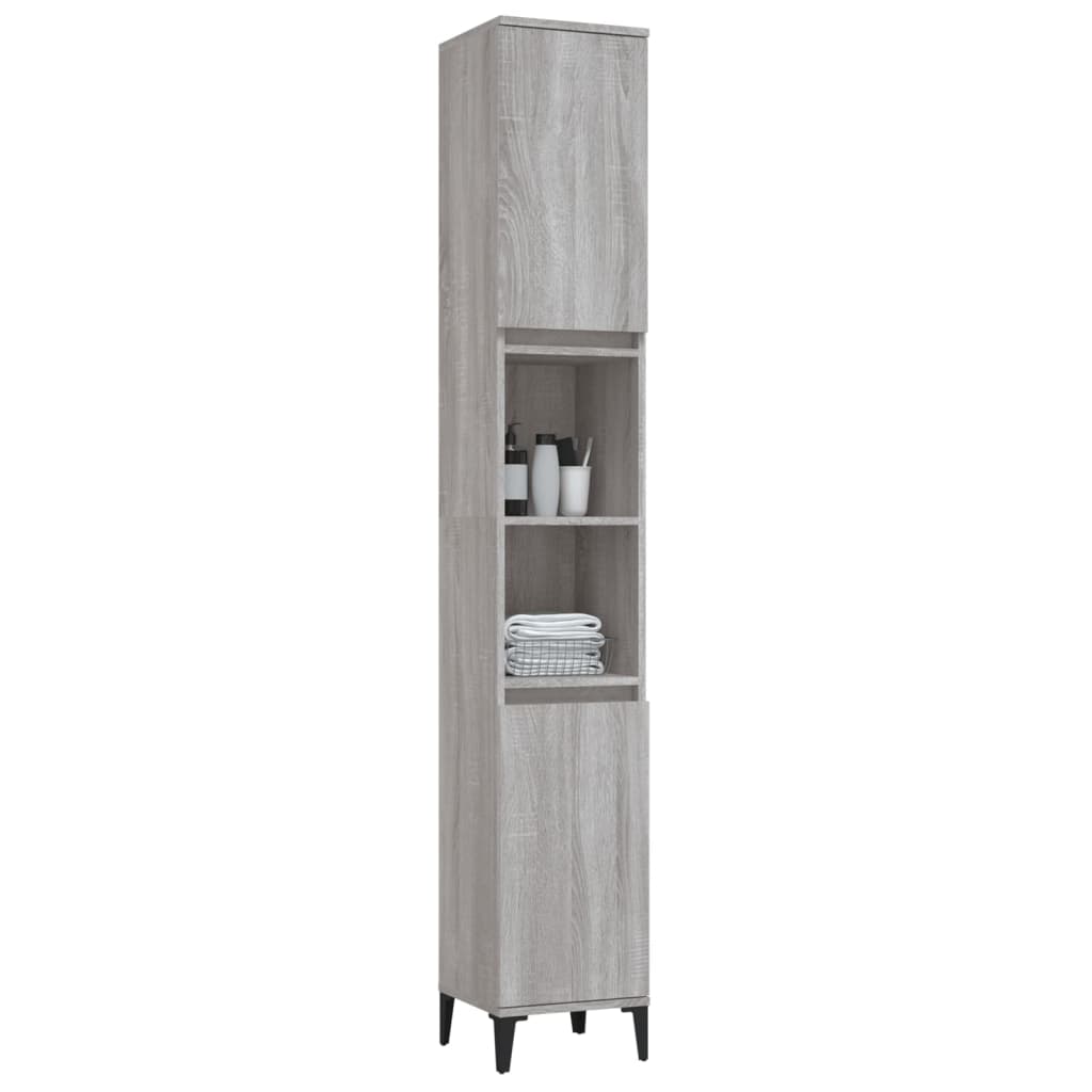 Ebony Elegance: Engineered Wood Bathroom Cabinet