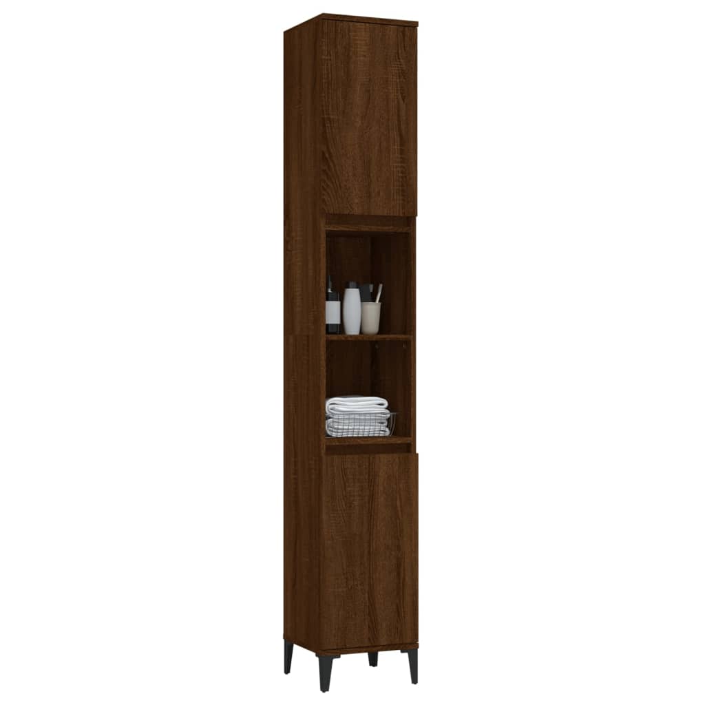 Ebony Elegance: Engineered Wood Bathroom Cabinet