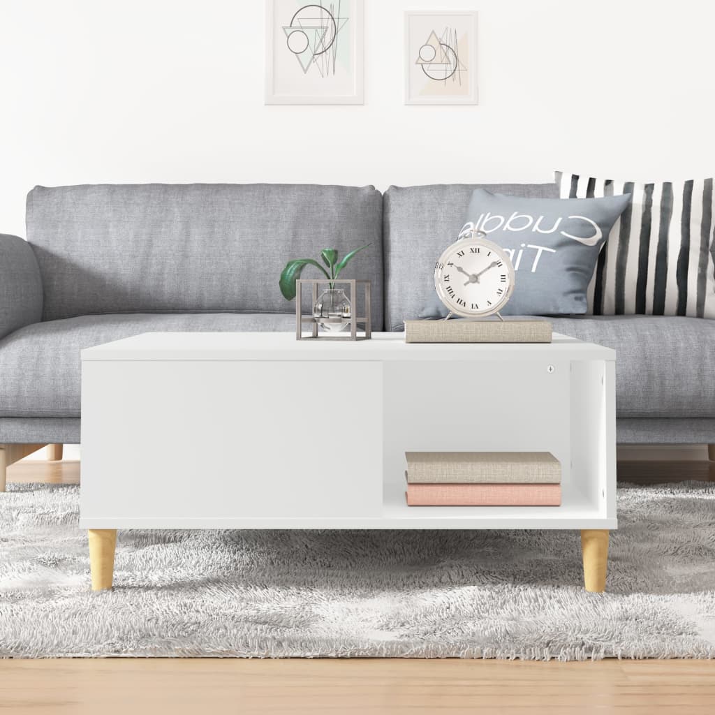 Ethereal Elegance: White Engineered Wood Coffee Table