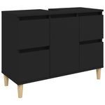 Black Sink Organizer: Engineered Timber Cupboard