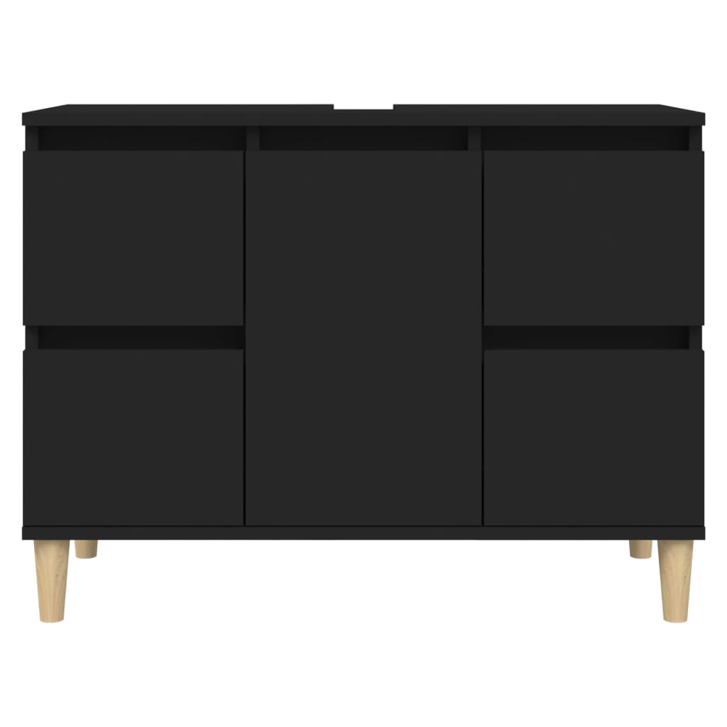 Black Sink Organizer: Engineered Timber Cupboard