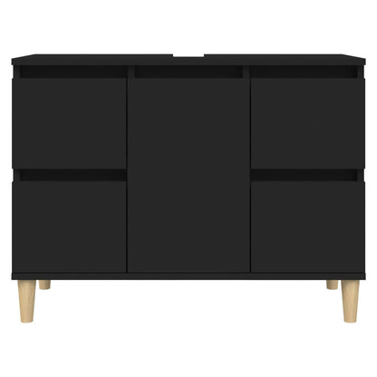 Black Sink Organizer: Engineered Timber Cupboard