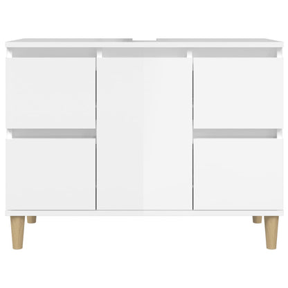 Black Sink Organizer: Engineered Timber Cupboard