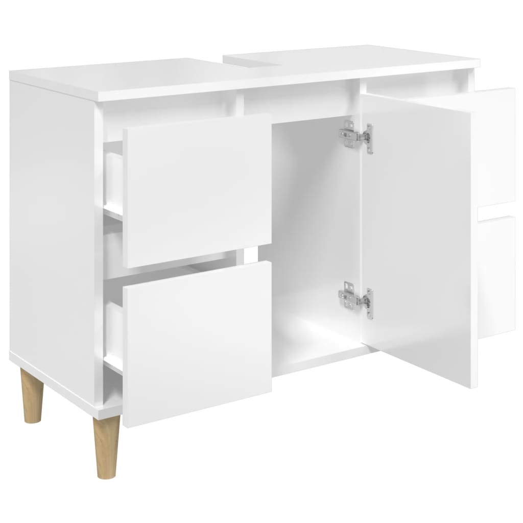 Black Sink Organizer: Engineered Timber Cupboard