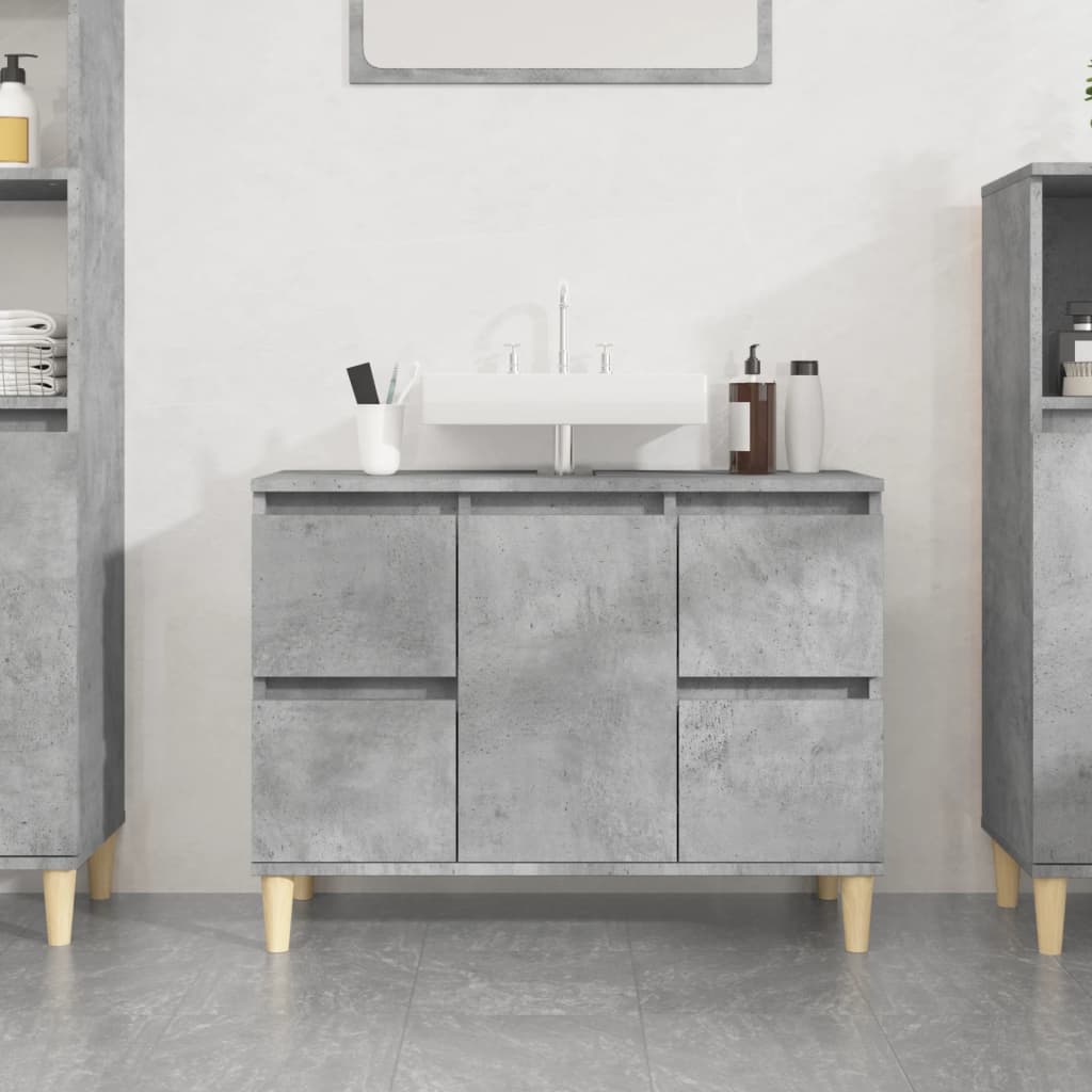 Black Sink Organizer: Engineered Timber Cupboard