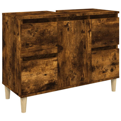 Black Sink Organizer: Engineered Timber Cupboard