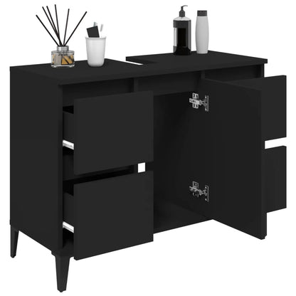 Crafted Vanity Storage Engineered Wood Cabinet Black