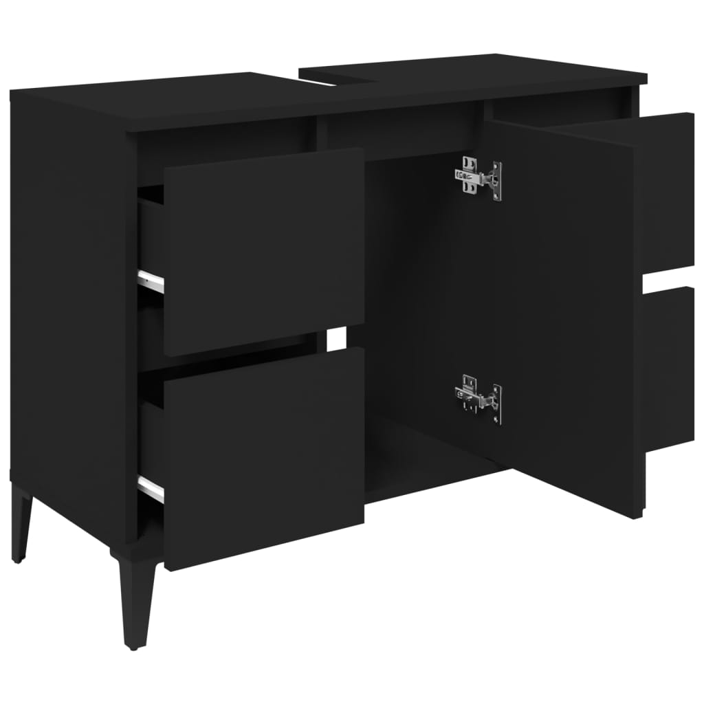 Crafted Vanity Storage Engineered Wood Cabinet Black