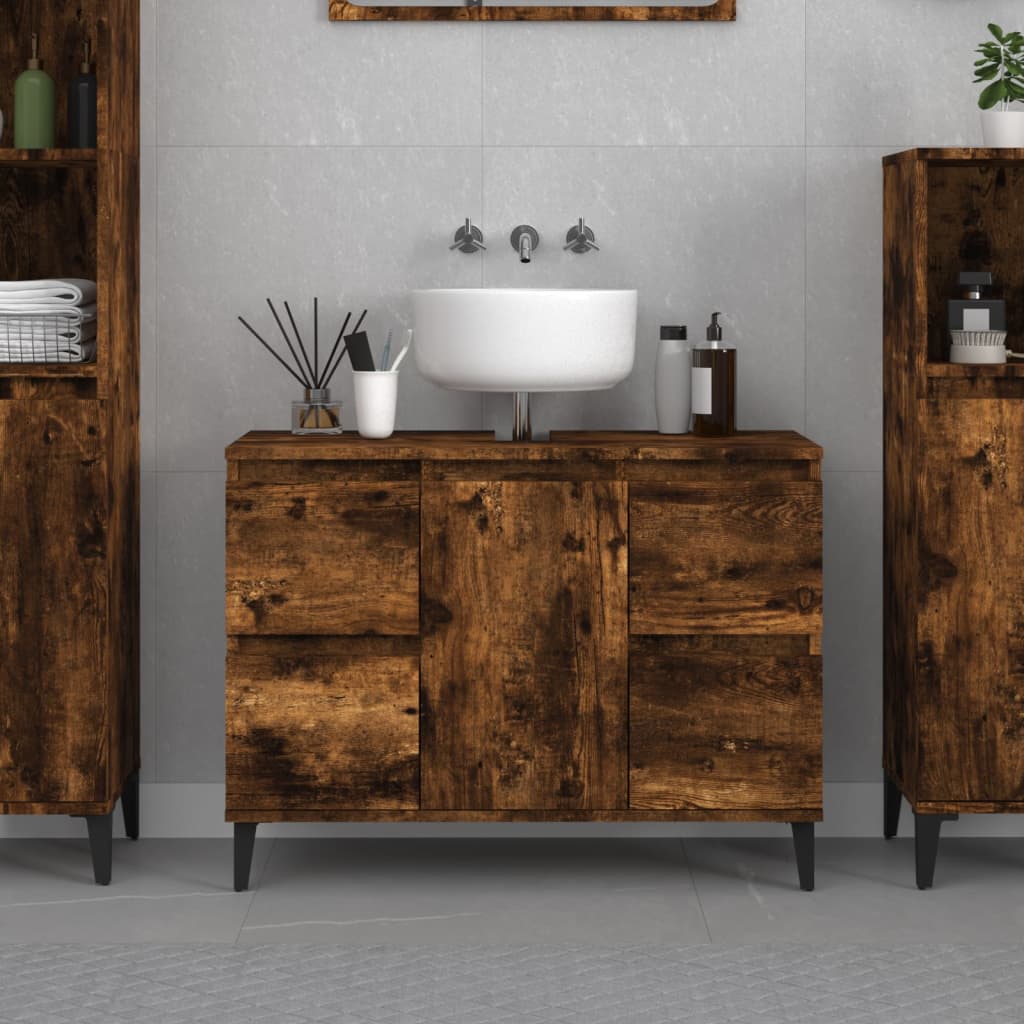 Crafted Vanity Storage Engineered Wood Cabinet Black
