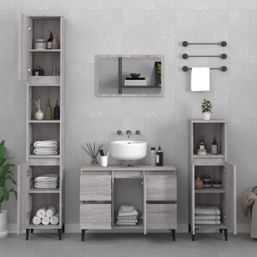 Crafted Vanity Storage Engineered Wood Cabinet Black