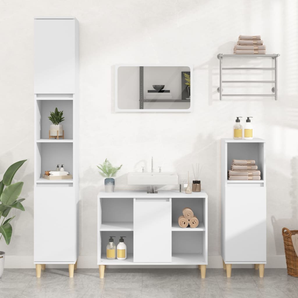 Crafted Vanity Storage Engineered Wood Cabinet White