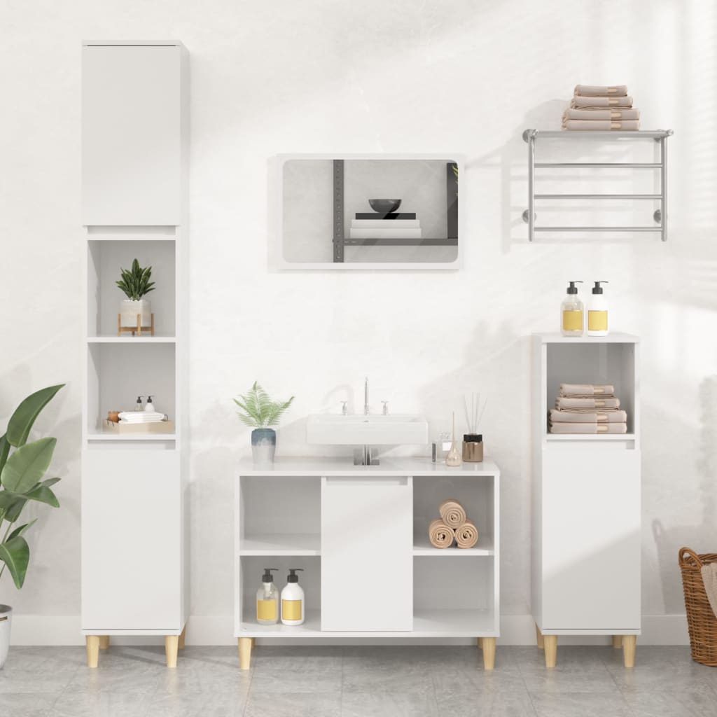 Crafted Vanity Storage Engineered Wood Cabinet White