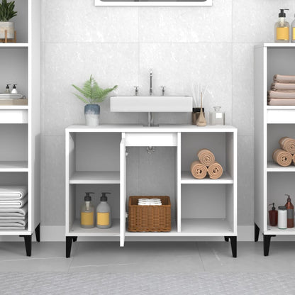 White Tinted Engineered Wooden Basin Organizer