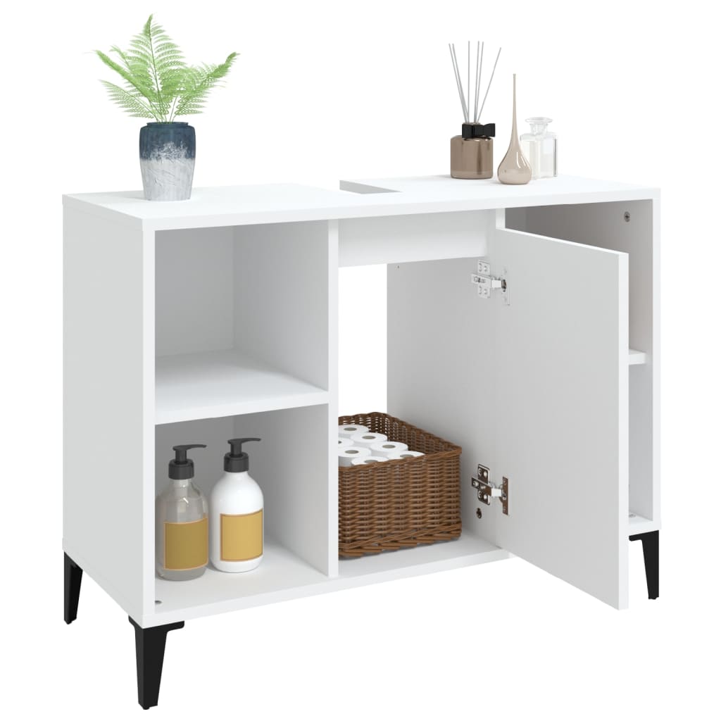 White Tinted Engineered Wooden Basin Organizer