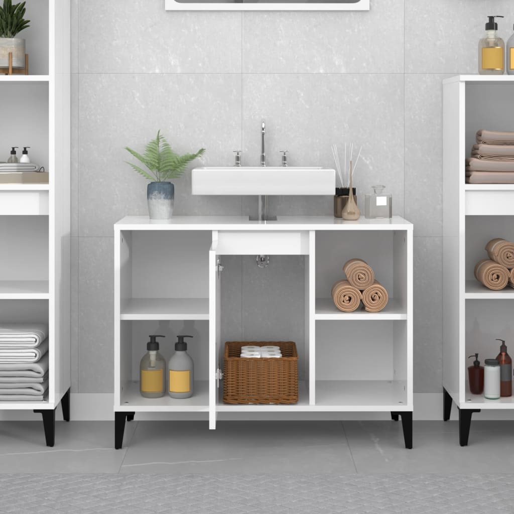 White Tinted Engineered Wooden Basin Organizer