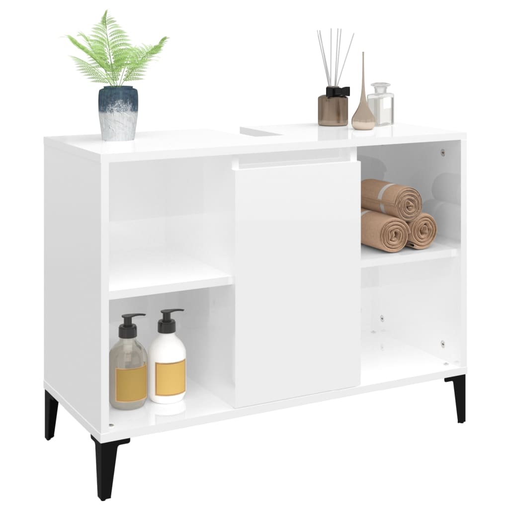 White Tinted Engineered Wooden Basin Organizer