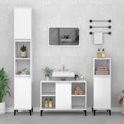 White Tinted Engineered Wooden Basin Organizer